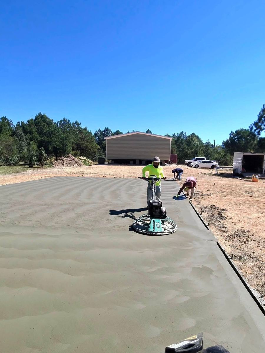 A power trowel finishing a large slab